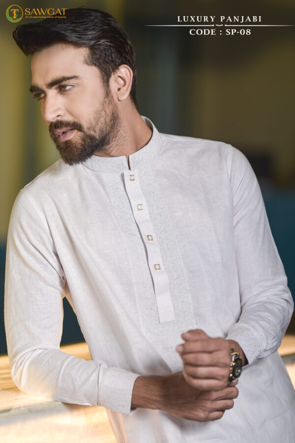 White Slim Fit Panjabi - Image 2