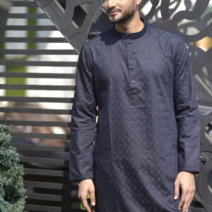 dark navy blue Slim Fit Panjabi