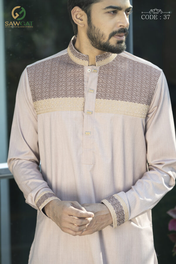 Peach Slim Fit Panjabi - Image 2