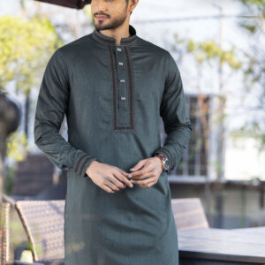 Deep Charcoal Grey Slim Fit Panjabi
