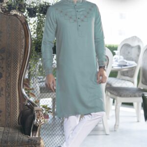 Gray Blue Slim Fit Panjabi