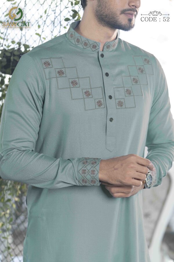 Gray Blue Slim Fit Panjabi - Image 2
