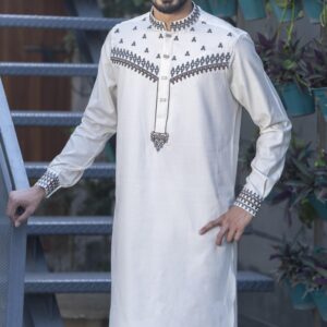 Off White Slim Fit Panjabi