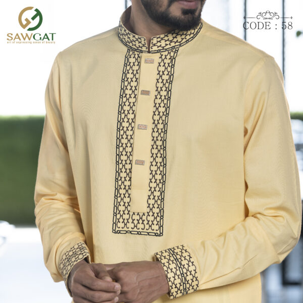Yellow Slim Fit Panjabi - Image 2