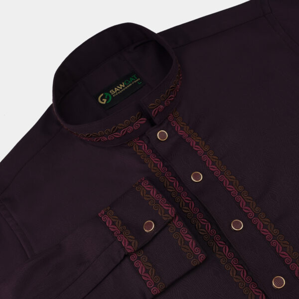 Maroon Slim Fit Panjabi - Image 2